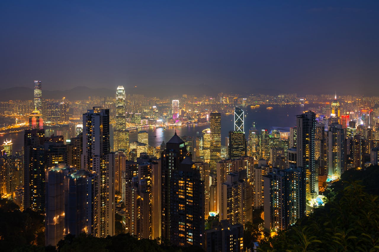 Breathtaking nighttime view of Hong Kong